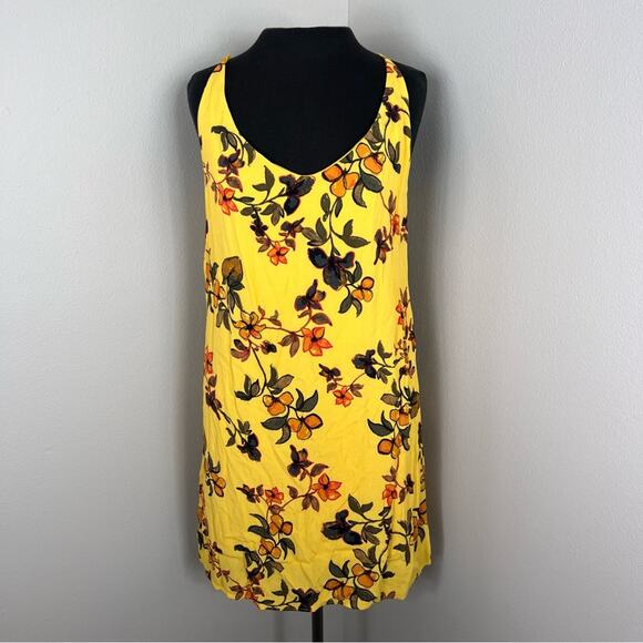 Urban Outfitters Zoe Yellow Floral Open Back Mini Dress Sleeveless - Picture 3 of 8
